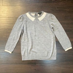 J. Crew, gray, crew neck sweater. Very thin sweater.